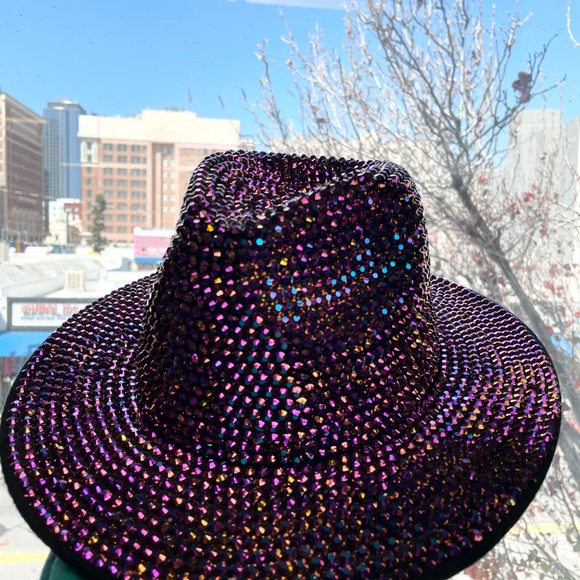 Bling Embellished Sparkly Felt Fedora Hat - Picture 5 of 8